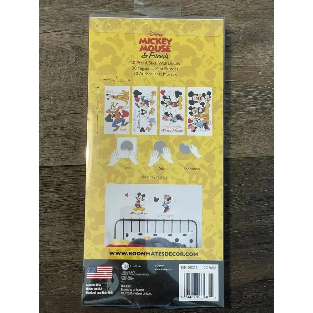 RoomMates Disney Mickey and Friends Peel & Stick Wall Decals New In Box